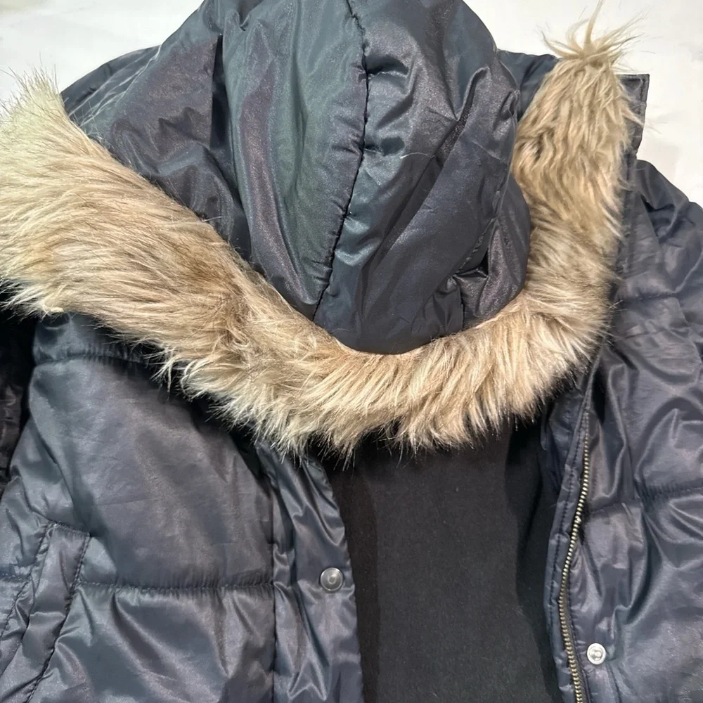 Crazy 8 Charcoal Puffer Coat with Faux Fur Trim